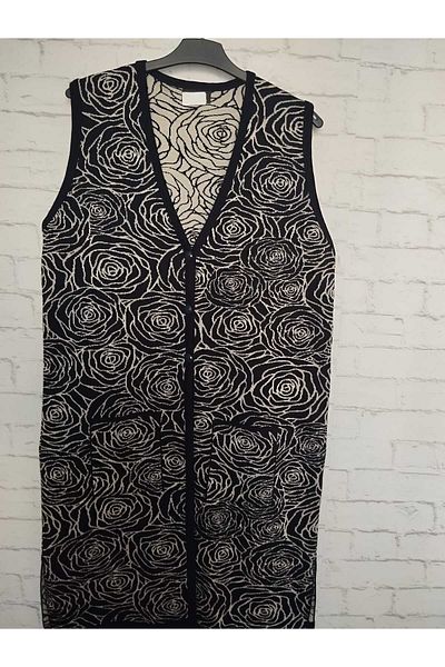 anne moda ankara winter, 1st quality steel, acrylic knitted, 2 pockets, 3 buttons, V-neck extra long knitwear vest