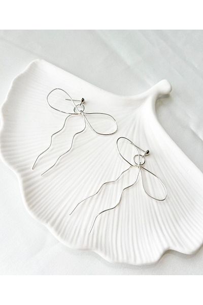 TREND Silver Color Creative Modern Bow Earrings