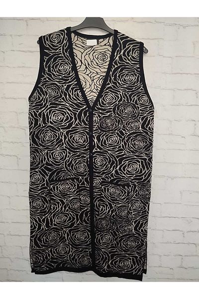 anne moda ankara winter, 1st quality steel, acrylic knitted, 2 pockets, 3 buttons, V-neck extra long knitwear vest