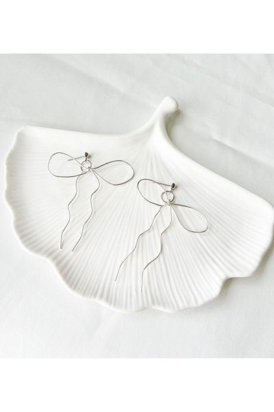 TREND Silver Color Creative Modern Bow Earrings