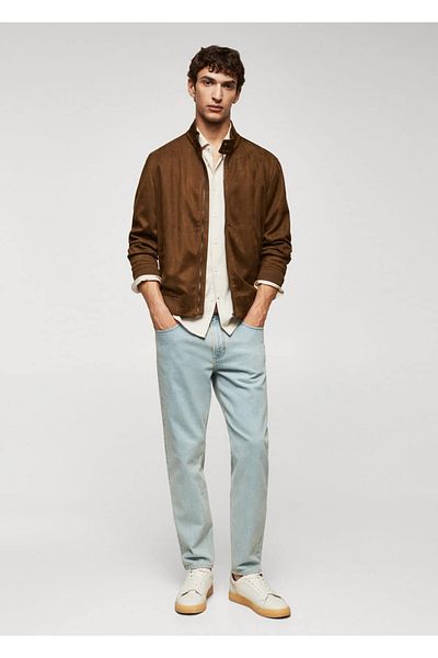 MANGO Man Σουέντ bomber τζάκετ