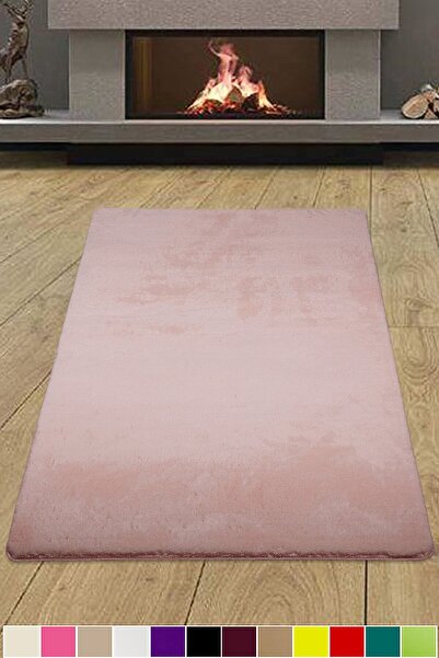 ELVİRAHOME Elite Pudra Mutfak Halısı Dekoratif Kesme Yıkanabilir Peluş Pofudu...
