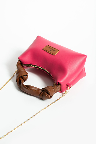 ESTUTE Γυναικεία τσάντα μπαγκέτα ώμου από μαλακό δέρμα με λεπτομερή λαβή με λ...