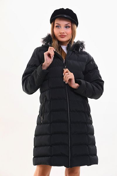 SWEN CLUB Women's Black Long Puffer Jacket Coat