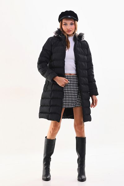 SWEN CLUB Women's Black Long Puffer Jacket Coat
