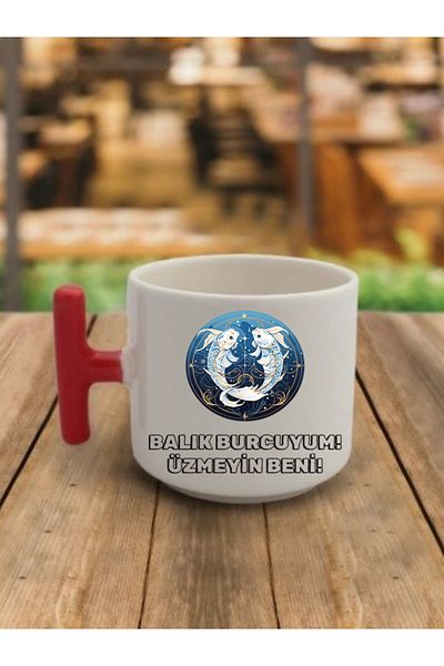 lili hediyelik Coffee Cup with Pisces Image Ceramic Mug - Ceramic Tea, Coffee Gift Cup