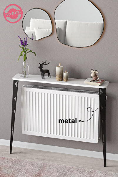 lefty Rain Petek Üstü Raf Dresuar Makyaj Masası Oval Kesim Beyaz 100x 18 Cm