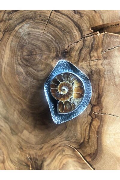 murastonesilver Amonit Fosili Doğal Taşıyla Tasarlanmış Gümüş Broş