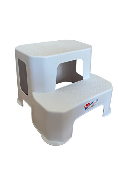 Rio Beyaz Renk Basamaklı Tabure Mutfak Banyo Taburesi Tabanı Kaydırmaz Yüksel...