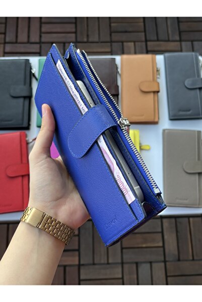 DERKON Телефонний відділ Noby Model Справжня шкіра Saks Синій гаманець