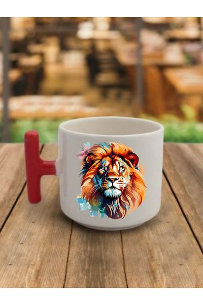 lili hediyelik Modern Lion Visual Coffee Cup Ceramic Mug - Ceramic Tea, Coffee Gift Cup