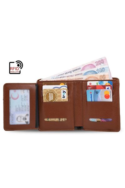 Walle's Polo Elegance Card Holder Double Money Compartment Sports Classic Tan Thin Men's Money Wallet