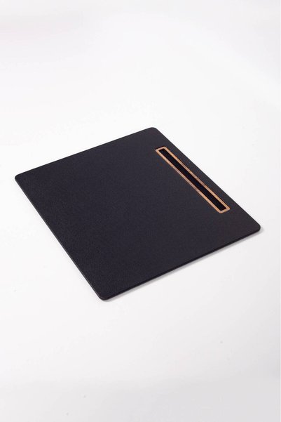 Turgut Office Meeting Sumeni Black Vertical A4 Size with Wooden Deaty