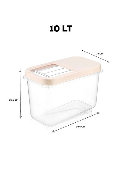 Open Home Concept 3-Piece Multibox 10 Lt Pulses Storage Container - Food Storage Container with Sliding Lid Flour Container Cream