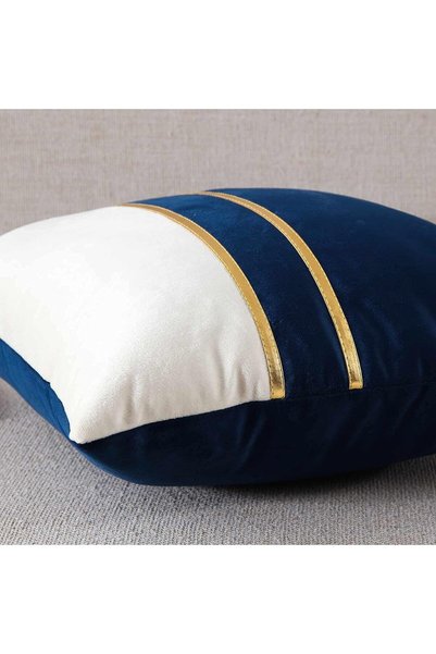 vivamia 2 PCS Gold Leather Striped Velvet Look Decorative Throw Pillow Cover