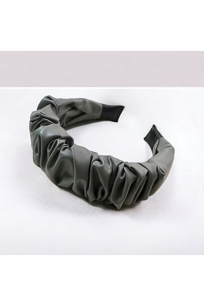 alsaccessories Coroană de păr din piele elegantă, culoare gri