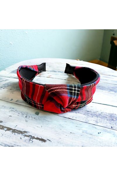 alsaccessories Карирана шарена корона за коса с възли