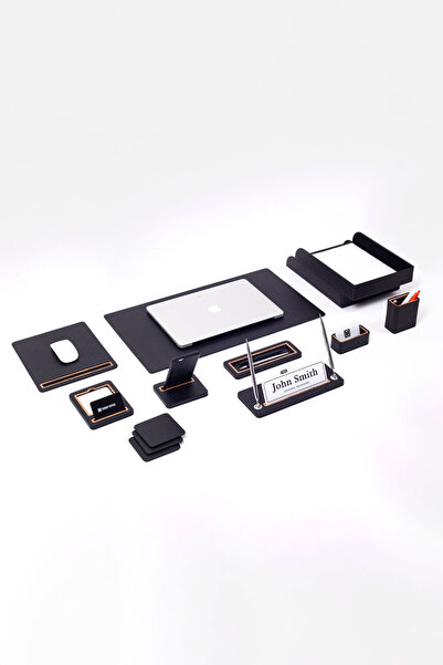 Turgut Office Capella Deri Sümen Takımı 11 Parça İkili Evrak Raflı