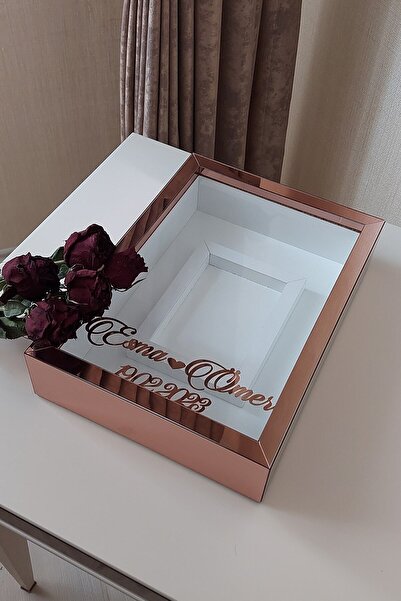 Verda Çerçeve 25x35 Cm Rosegold Fotoğraf Alanlı Model Tasarım Gül Kutusu Anı ...
