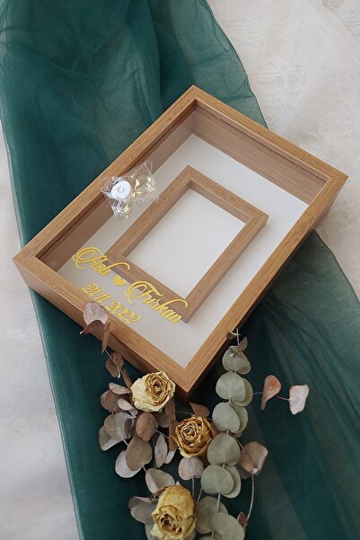 Verda Çerçeve 25x35 Cm Bambu Yatay Fotoğraf Alanlı Model Tasarım Gül Kutusu A...