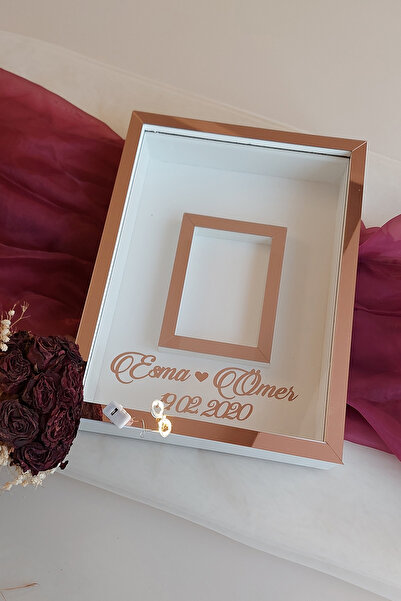 Verda Çerçeve 30x40 Cm Ledli Beyaz-rose Fotoğraf Bölümlü Tasarım Gül Kutusu A...