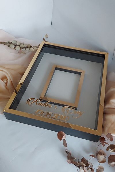 Verda Çerçeve 40x50 Cm Black-gold 8 Cm Deep Photo Sectioned No LED Frame!Rose Box
