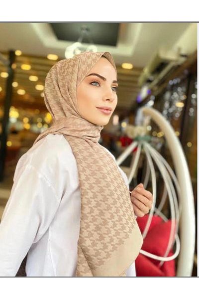 SpecialScarf Hijab Fashion Houndstooth Patterned, Silky Looking Cotton Shawl. Non-slip Silky Shawl, Stylish Elegant Combinable Shawl