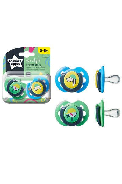 tommee tippee Fun Style 2-Piece Orthodontic Silicone Pacifier 0-6 Months Green