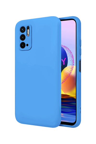 Molly Xiaomi Redmi Note 10 5G İçin Gökyüzü Mavisi Liquid İçi Kadife Silikon K...
