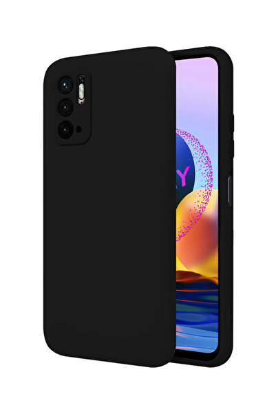 Molly Xiaomi Redmi Note 10 5G İçin Siyah Liquid İçi Kadife Silikon Kılıf