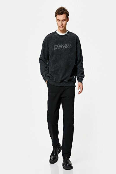 Koton Ανδρικό φούτερ μαύρο 4WAM70294MK