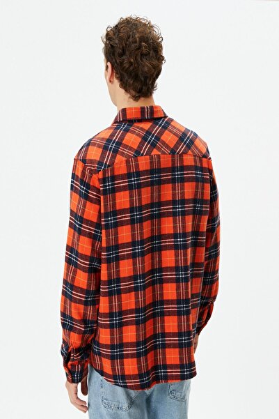 Koton Orange Plaid Men's Shirt 4WAM60212HW
