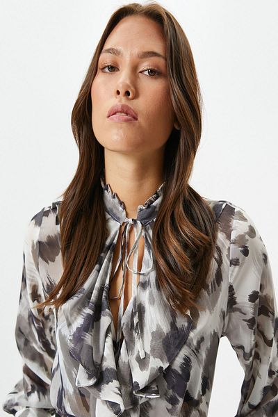 Koton Gray Patterned Women's Blouse 4WAK60297PW