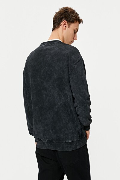 Koton Ανδρικό φούτερ μαύρο 4WAM70294MK