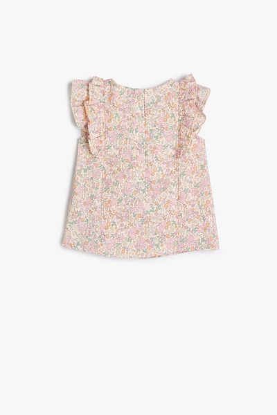 Koton Rosa gemusterte Babybluse für Mädchen