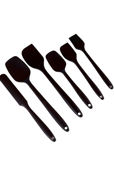 ELEGANCEV SILICONE SPATULA - BRUSH CAKE SET - BLACK 6 PIECES