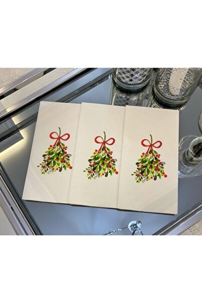 busrasdesign Mistletoe Patterned Presentation Napkin 16 Pieces