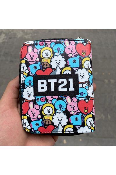 Warna Wear K-Pop-Bts Bt21 محفظة قصيرة مكتوبة