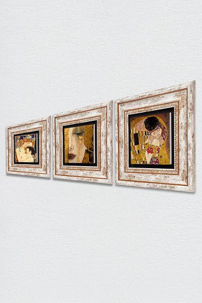 Pinecone Gustav Klimt Golden Tears, Mother Child, Kiss Stone Ζωγραφική Τοίχου Πλαίσιο Διακόσμηση τοίχου 3 τεμαχίων