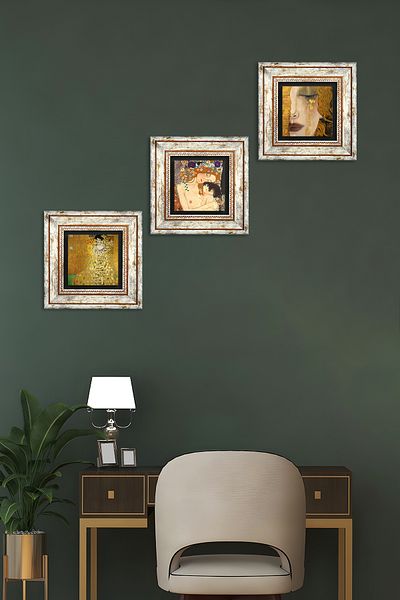 Pinecone Gustav Klimt Bauer Portrait, Golden Tears, Tree of Life Stone Wall Painting Framed Wall Decor