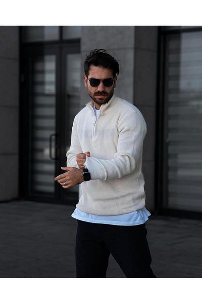 SR MEN'S TRIKO HALF ZIPPERED SWEATER