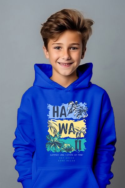 ADABEBEK Hanorac oversize cu croiala relaxată cu design special cu imprimeu hawaian
