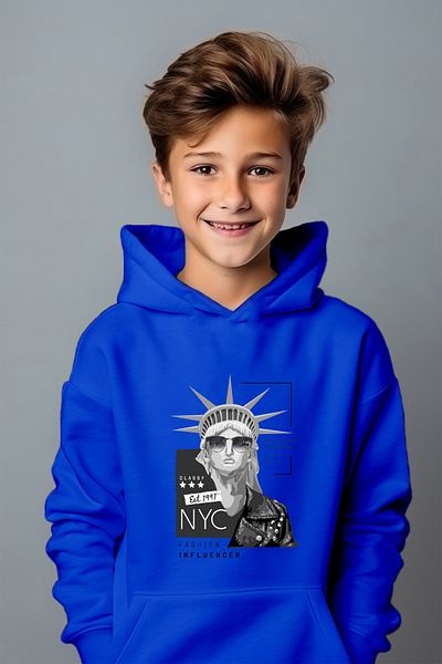 ADABEBEK Hanorac oversize cu croială confortabilă în stil imprimat New York