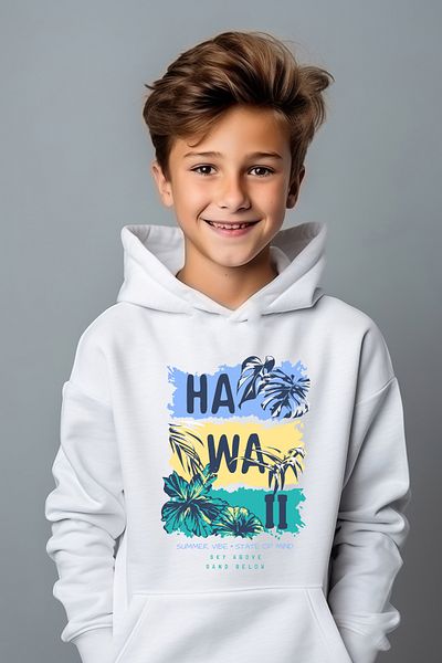 ADABEBEK Hanorac oversize cu croiala relaxată cu design special cu imprimeu hawaian