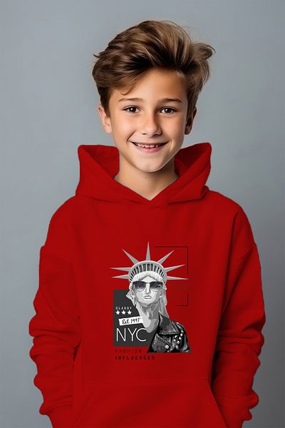 ADABEBEK Суитшърт с голям размер и щампа New York