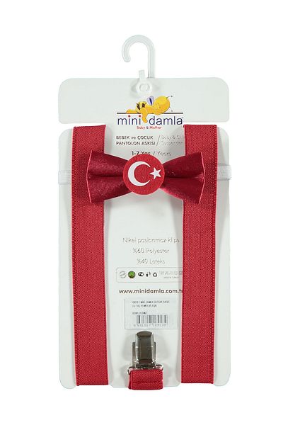 Minidamla Red Strap and Bow Tie Set 2-9 Years