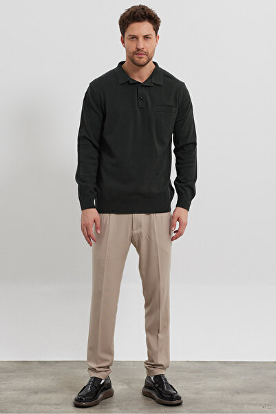 Livio Ferri Ανδρικό μάλλινο πουλόβερ με γιακά πόλο με τσέπες