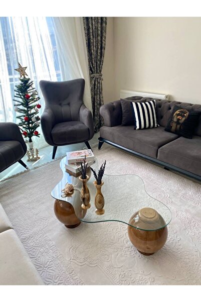 B&B Dekorasyon Pinterest Asimetrik Kesim Top Ayaklı Ahşap Orta Sehpa (AYAKLAR...