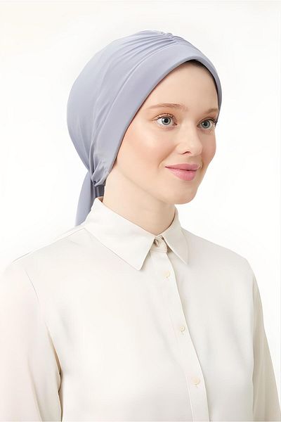 Melodi Scarf Women's Hijab Dubai Back Tie Bonnet Shawl Light Gray
