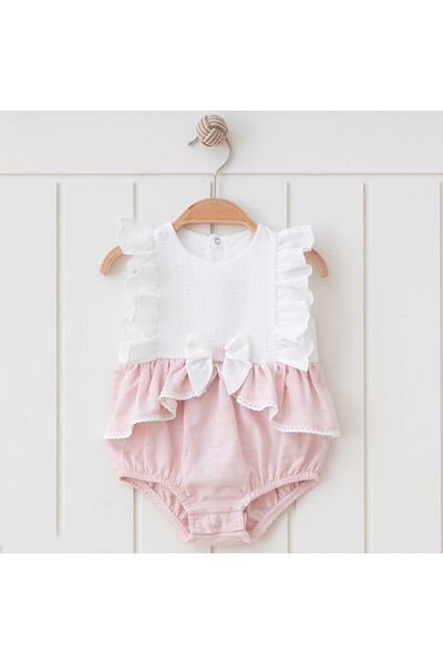 Mono Kids Baby Girl Embroidered Bow Romper